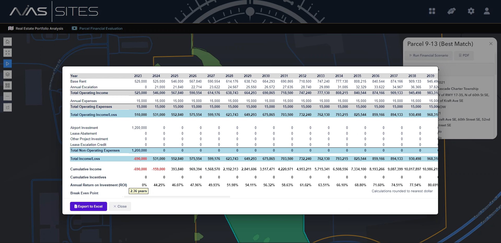 McFarland Johnson’s AVIAS SITES Generates proformas providing the value and ROI on potential long-term investments