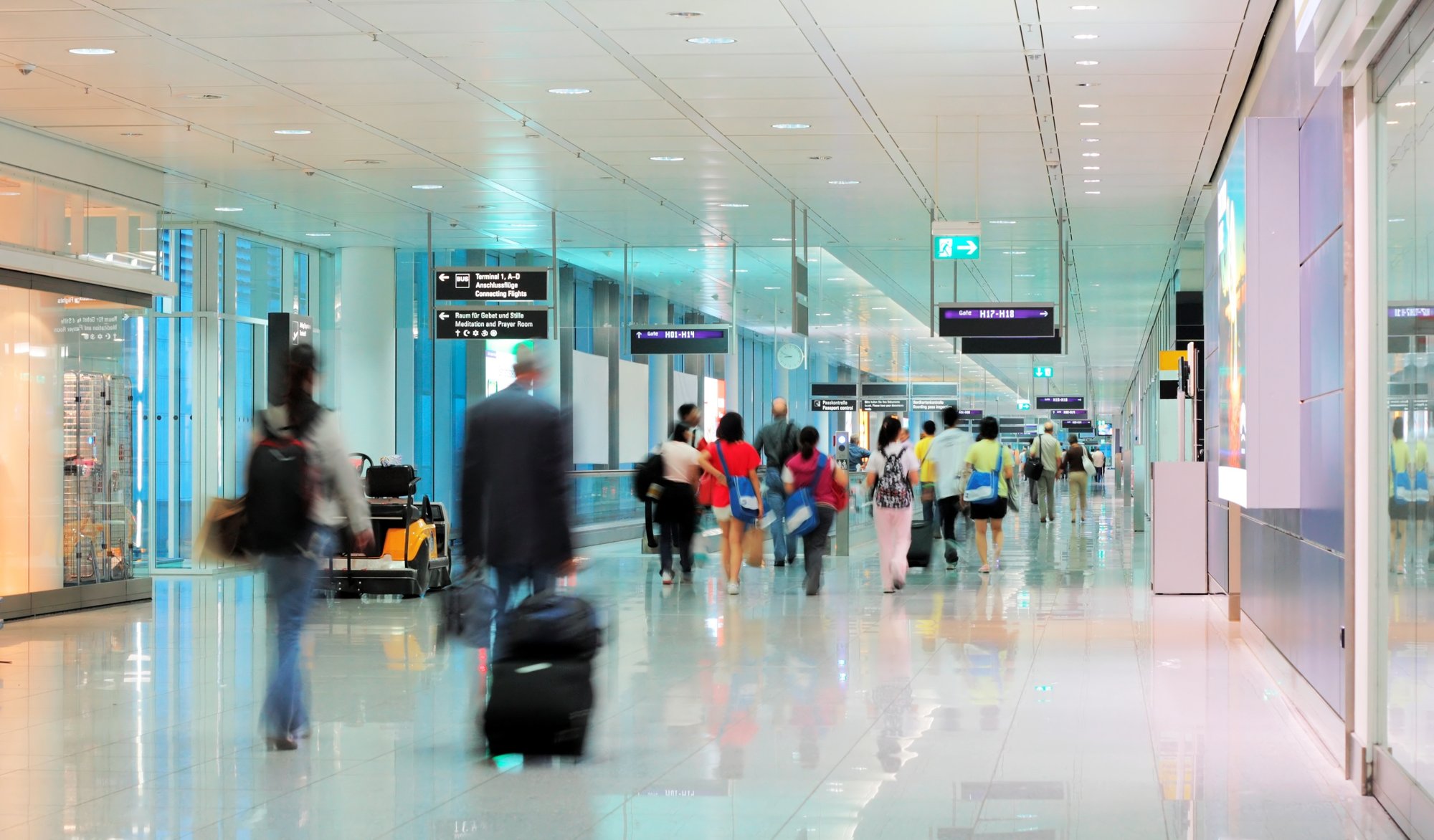 People walking through airport
